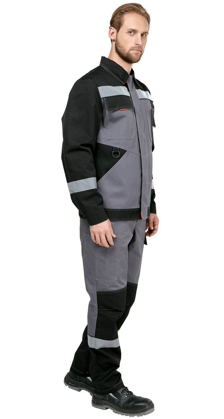 Костюм мужской рабочий летний Гудзон NEW с пк серый-черный