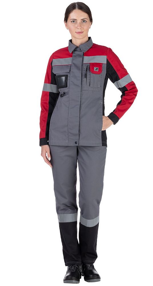 Куртка женская рабочая летняя для ИТР Виват NEW серо-черно-красная